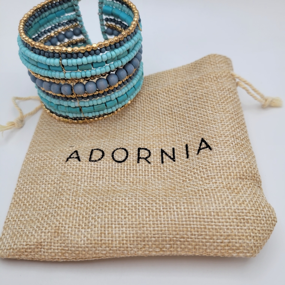 Adornia | NWT Faux Turquoise Mixed Media Beaded Cuff Bracelet - Picture 9 of 10